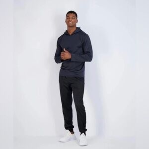 Tru Fit Men's Dry-Fit Long Sleeve Full Zip Hooded Running Jacket Space Dyed Blk